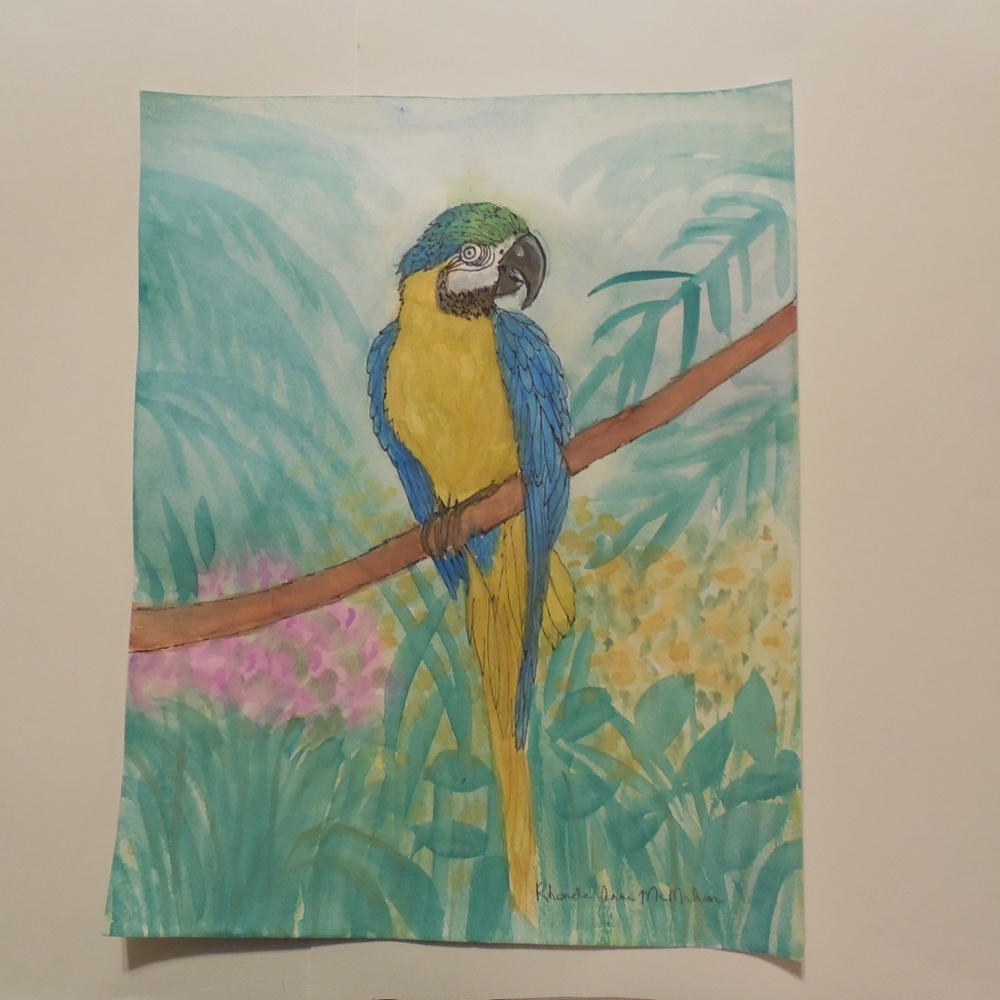 Original Watercolor Macaw Parrot HAND CRAFTED Painting - Picture 5 of 10